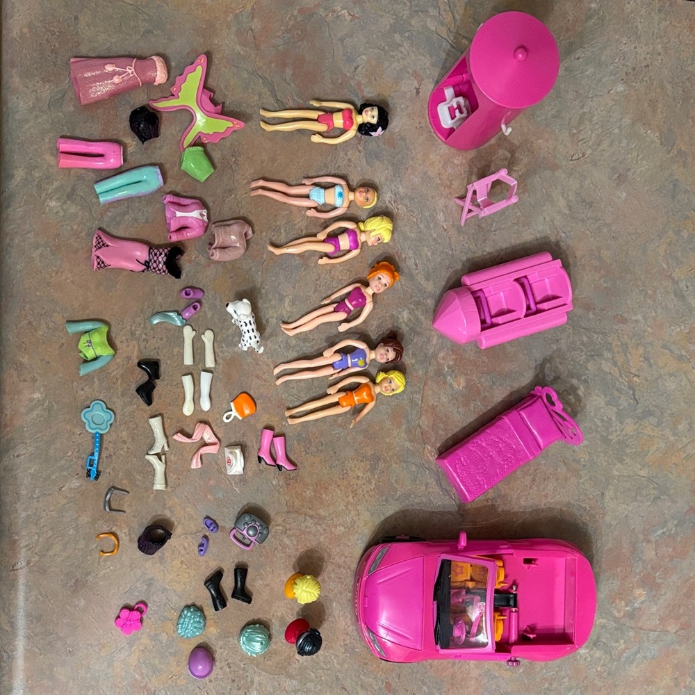 Pink Fashion Doll Playset with Convertible Car and Accessories